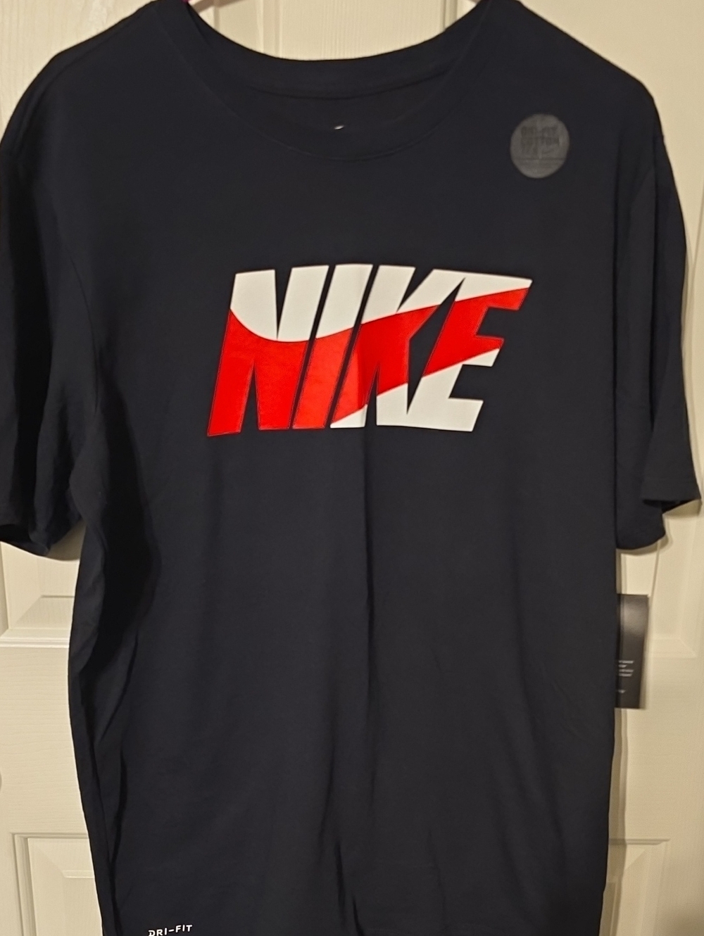 Nike Short Sleeve Black Tee with Red and White Logo